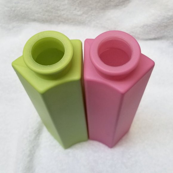 🆕️ PAIR of Vintage IKEA Somrig Painted Glass Bud Vase Pink Green 1990's 90's - Picture 5 of 6